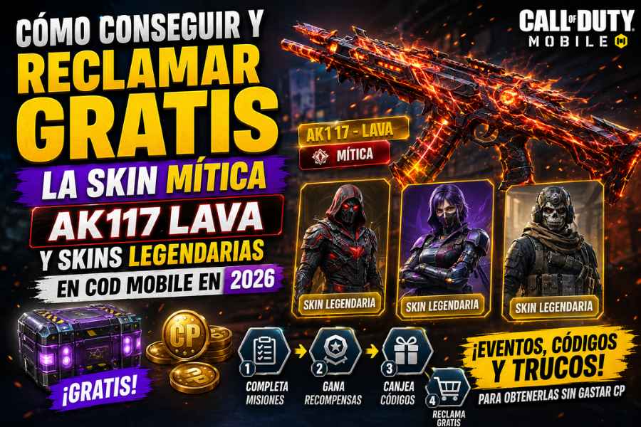 Cómo conseguir y reclamar gratis la skin mítica AK117 Lava y skins legendarias en COD Mobile en 2026